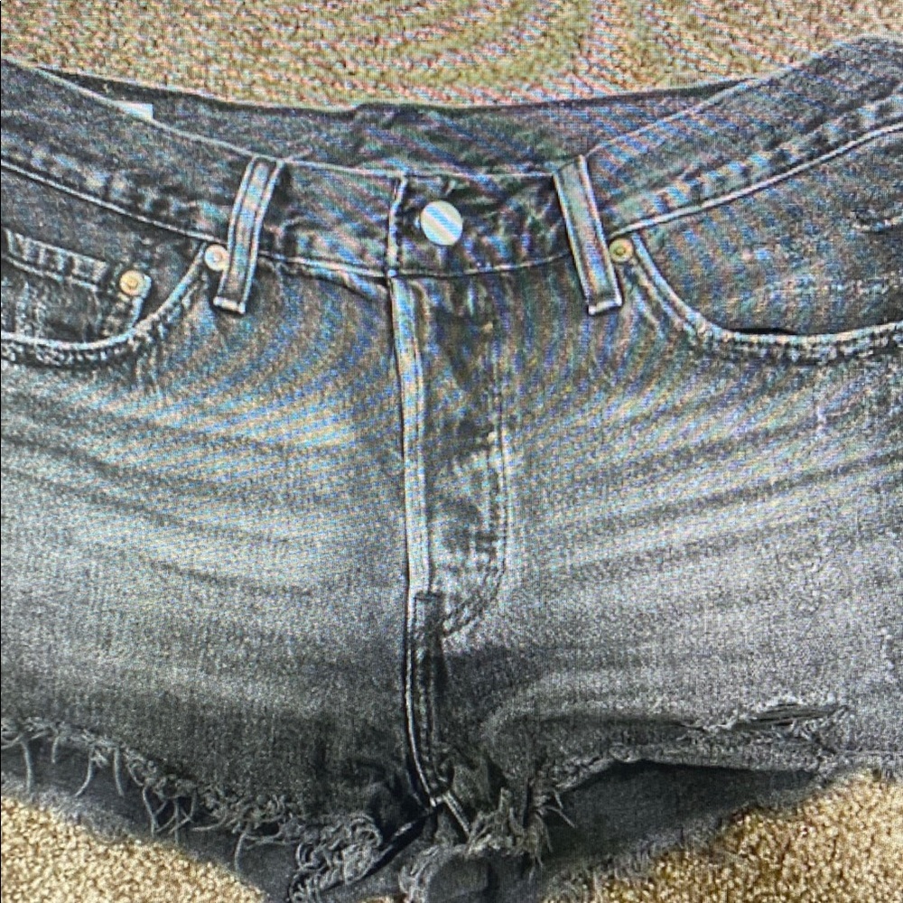 Women's Athletic Denim-Style Cutoff Shorts - Black